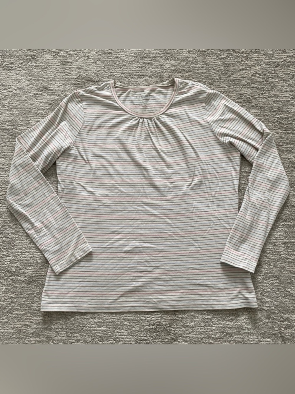 LL Bean Women's Striped Long Sleeve T Shirt Large Multicolor Casual Lightweight